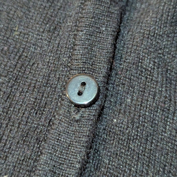 Talbot's Cardigan Beaded Black Silk Cashmere Button Up Sweater Medium Preppy - Picture 3 of 9